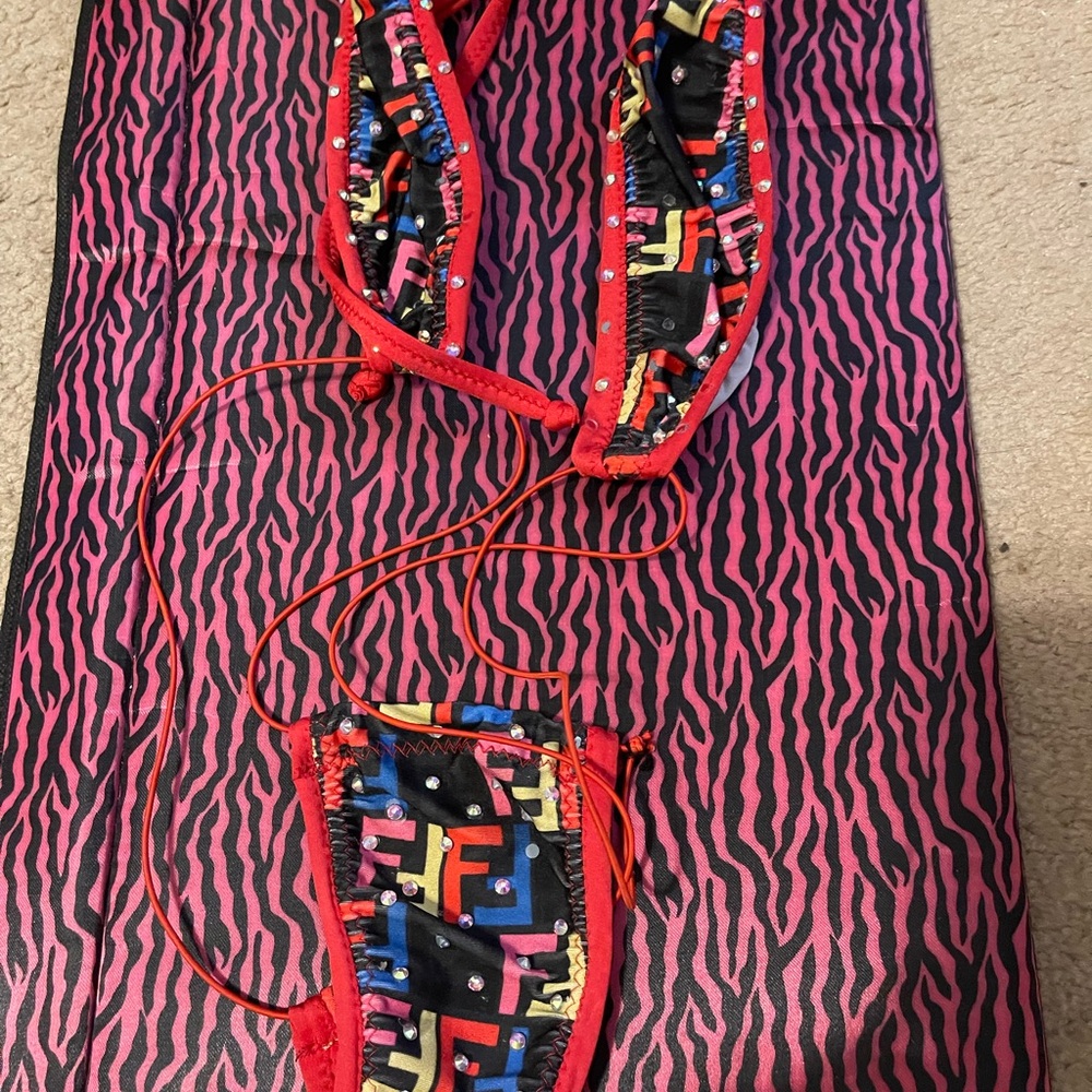 Colorful  one piece slingshot dance outfit